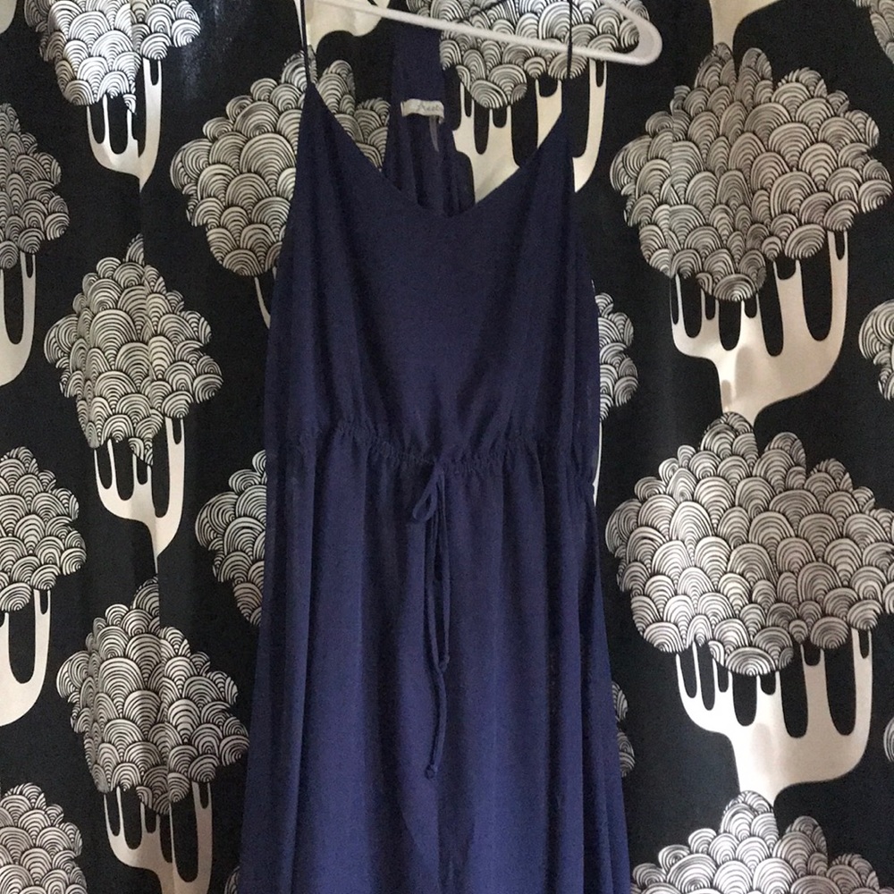 Navy blue high low racer back